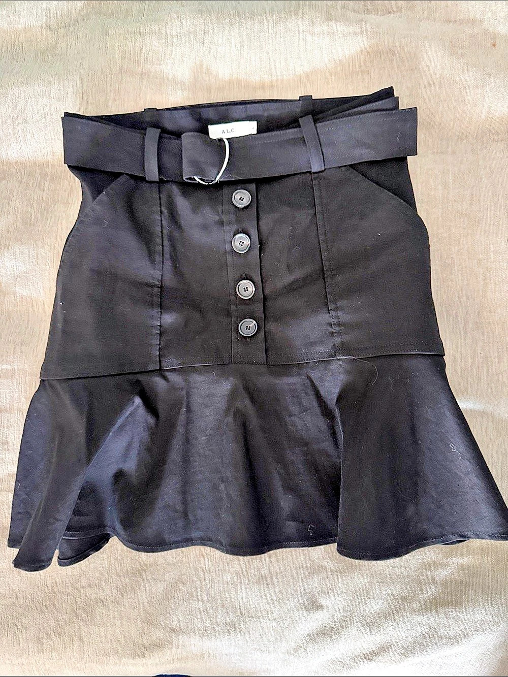 A.L.C. Black Belted Mini Skirt Size 4 Like New